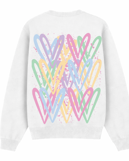 Pastel Heart Printed Sweatshirt Adults