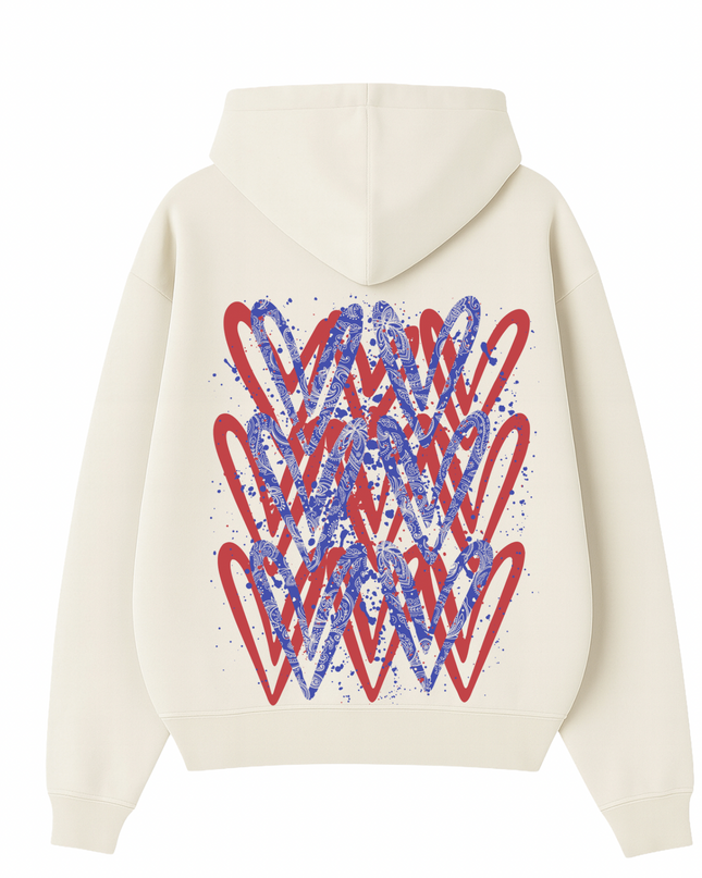 Red/Royal Paisley Heart Printed  Hoodie Kids