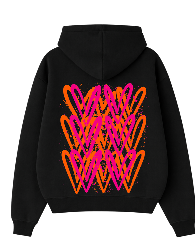 Neon Heart Printed Hoodie Kids