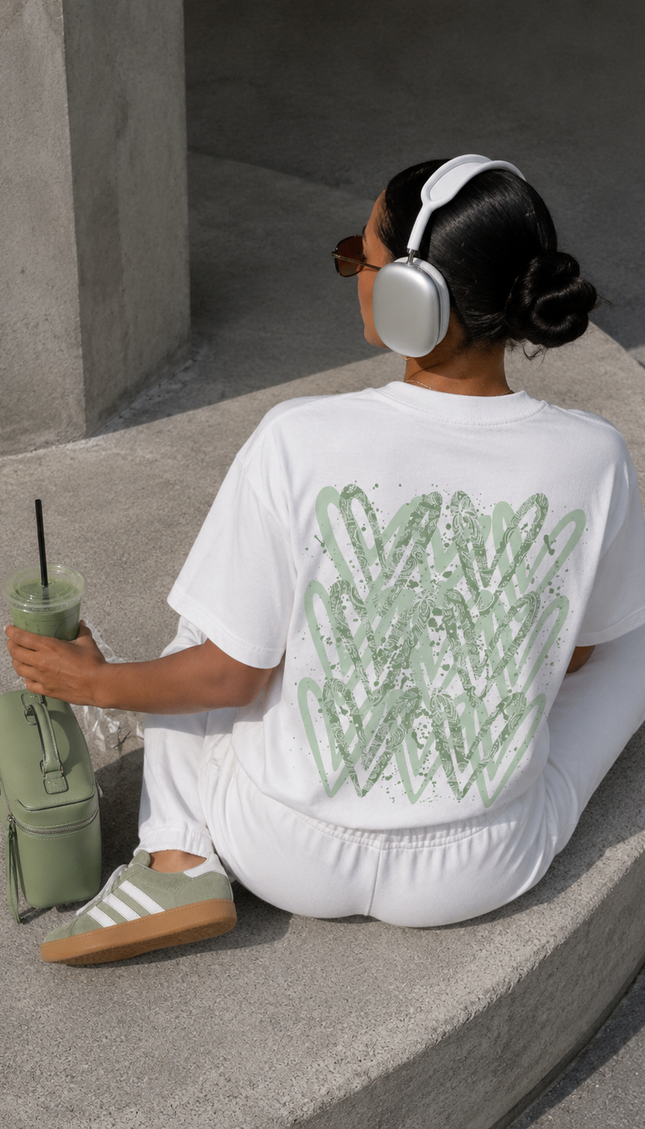 Sage Green Paisley Heart T-shirt by Miss Runway – image 2