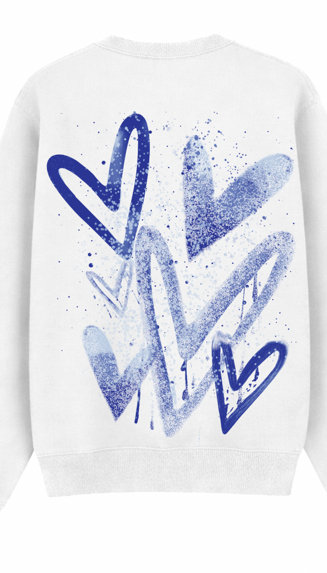 Royal Blue Scatter Heart Printed Sweatshirt – image 5