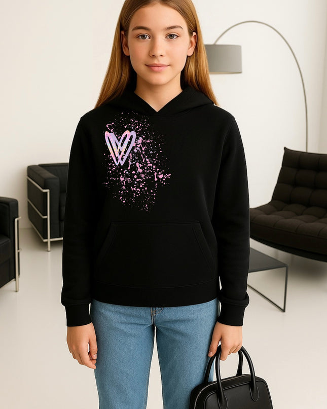 Pastel Leopard Heart Printed Hoodie