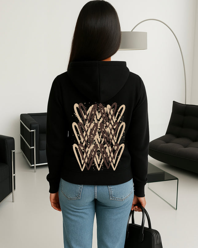 Beige/Brown Heart Printed Hoodie