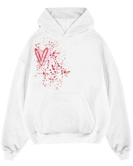 Pink/Red Paisley Heart Printed  Hoodie Kids