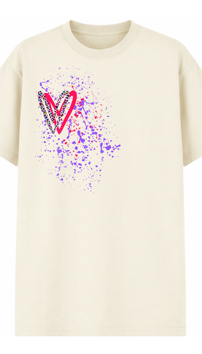 Multicoloured Zig Zag Heart Printed T-shirt – image 8