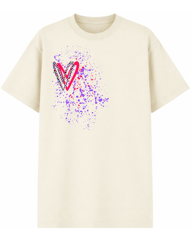Multicoloured Zig Zag Heart Printed T-shirt Adult