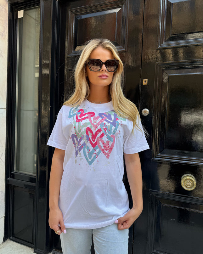 Pastel Heart Printed T-shirt Adult