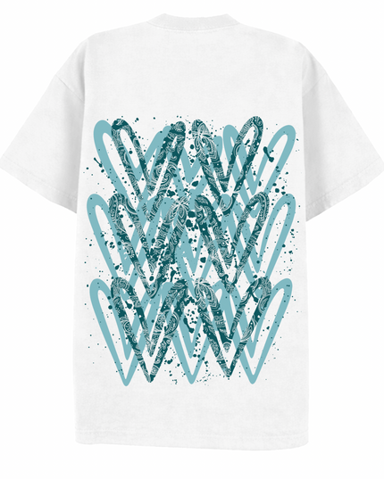 Teal Paisley Heart Printed T-shirt Kids