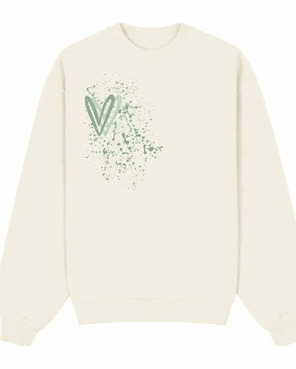 Sage Green Heart Printed Sweatshirt Kids