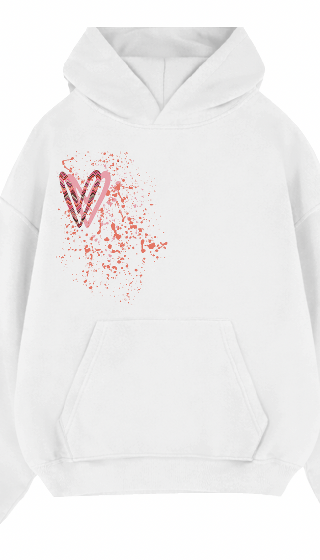 Coral Zig Zag Heart Printed Hoodie – image 8