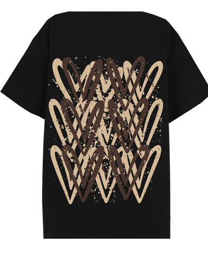 Brown Heart Printed T-shirt Adult