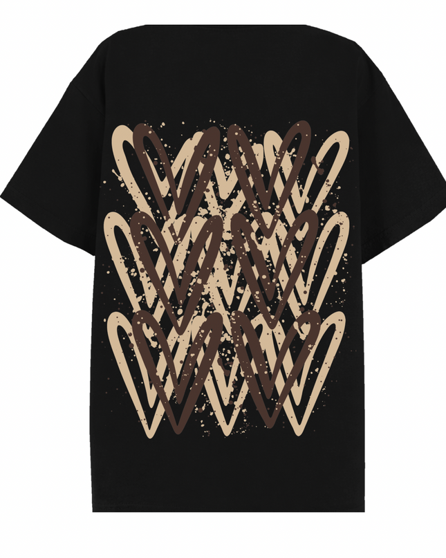 Brown Heart Printed T-shirt Adult