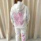 Baby Pink Candy Cane Heart Graffiti Hooded Tracksuit White