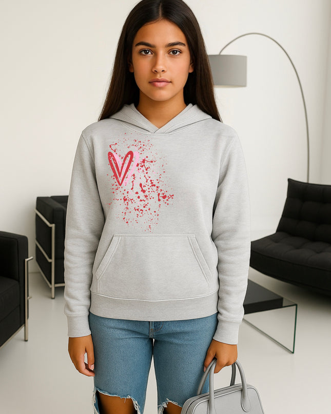 Pink/Red Heart Printed Hoodie