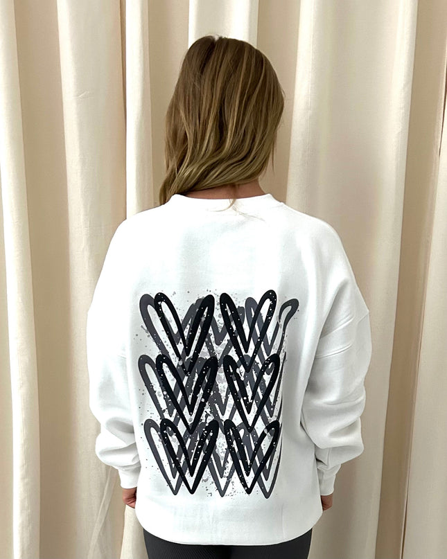 Dark Grey Heart Printed Sweatshirt Adults