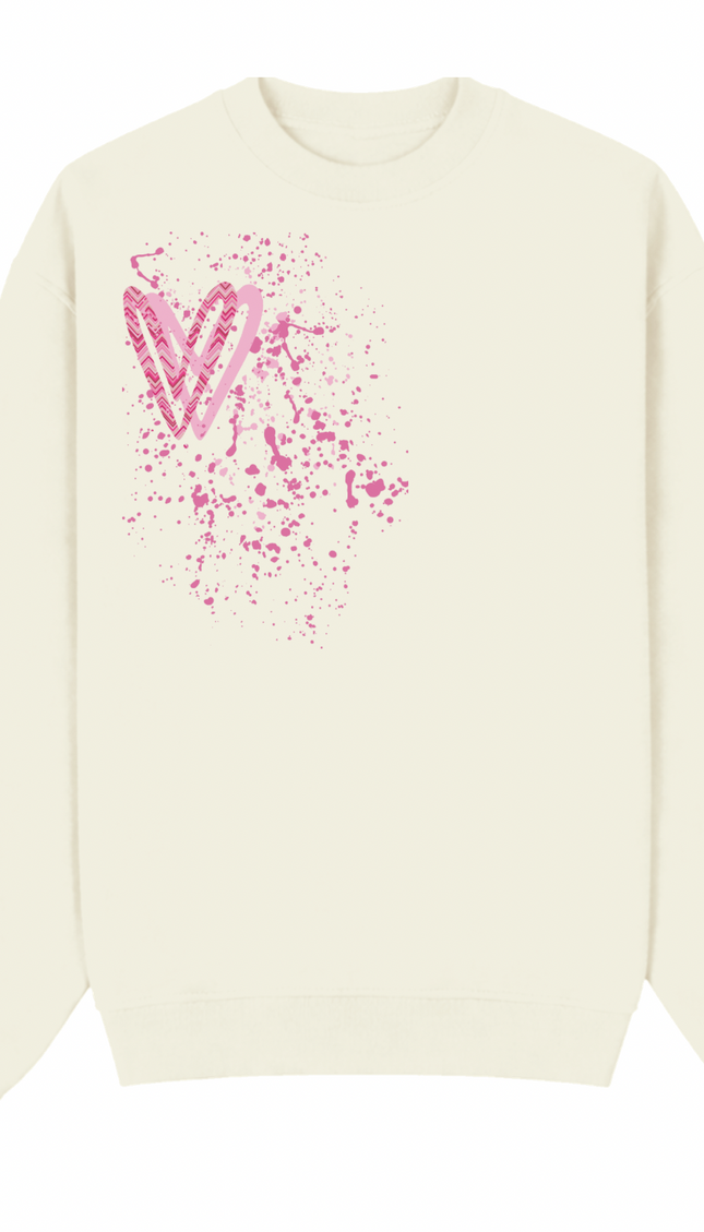 Hot Pink Zig Zag Heart Printed Sweatshirt – image 6