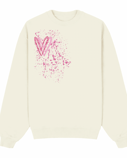 Hot Pink Zig Zag Heart Printed Sweatshirt Kids