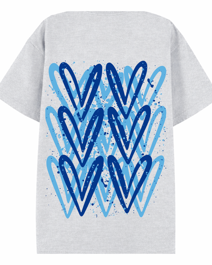 Royal Blue Heart Printed T-shirt Adult