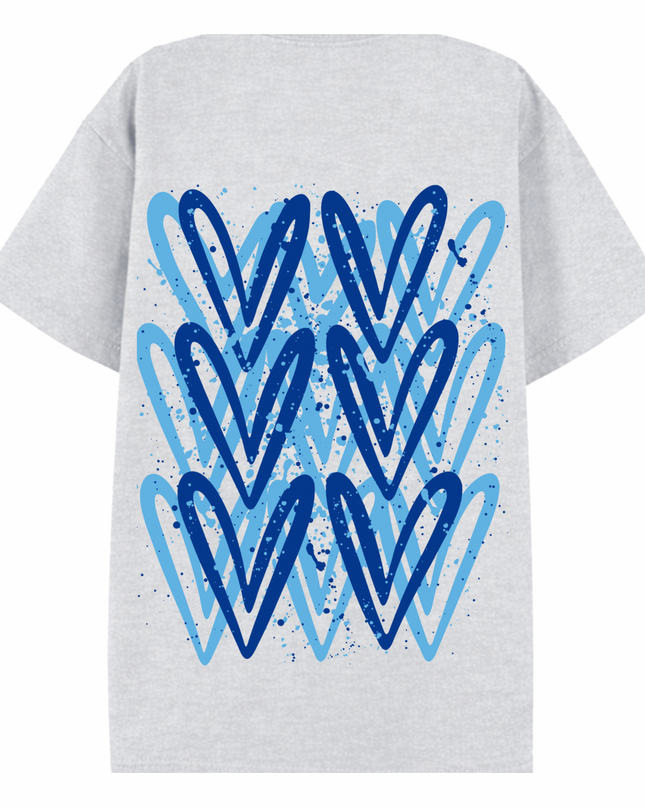Royal Blue Heart Printed T-shirt Adult