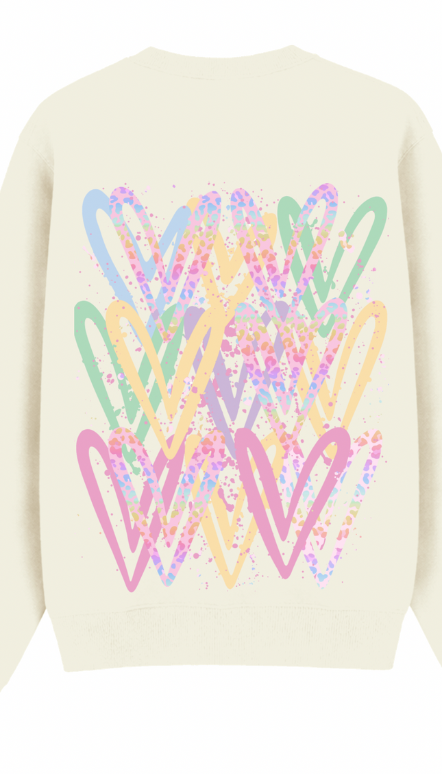 Pastel Leopard Print Heart Printed Sweatshirt – image 5