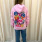 XOXO Graffiti Ruched Hoodie Pink