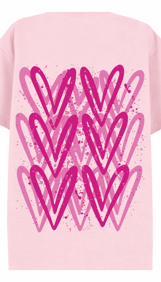Hot Pink graffiti heart T-shirt with spray paint effect print – women's T-shirt by Miss Runway