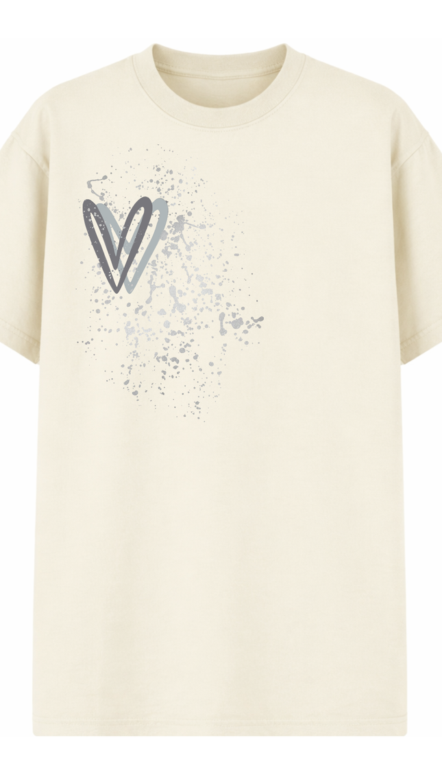 Grey Heart Printed T-shirt – image 8