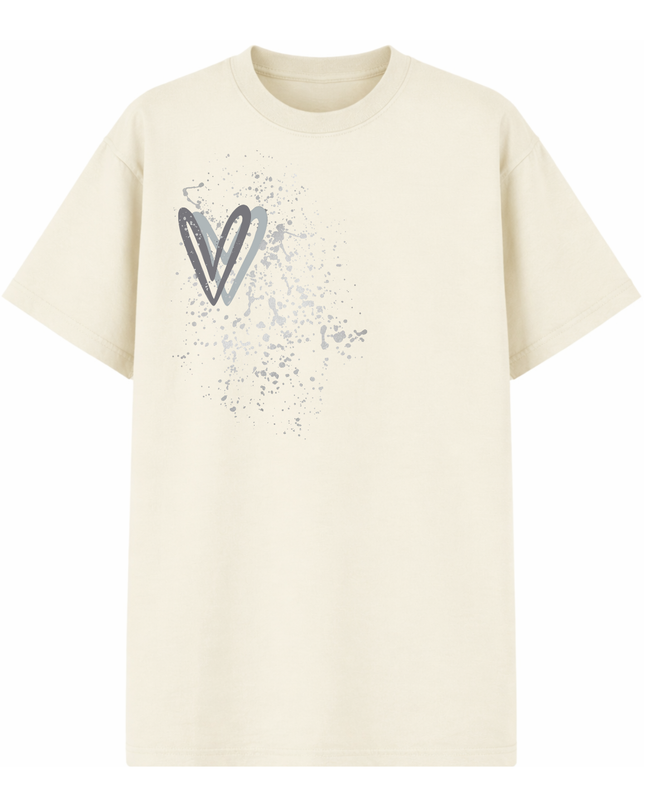 Grey Heart Printed T-shirt Adult