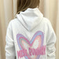 Miss Runway Pastel Heart Graffiti Ruched Hoodie White