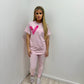 Hot Pink Heart Pink T-Shirt And Legging Set