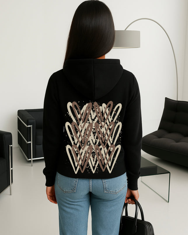 Mocha Heart Printed Hoodie