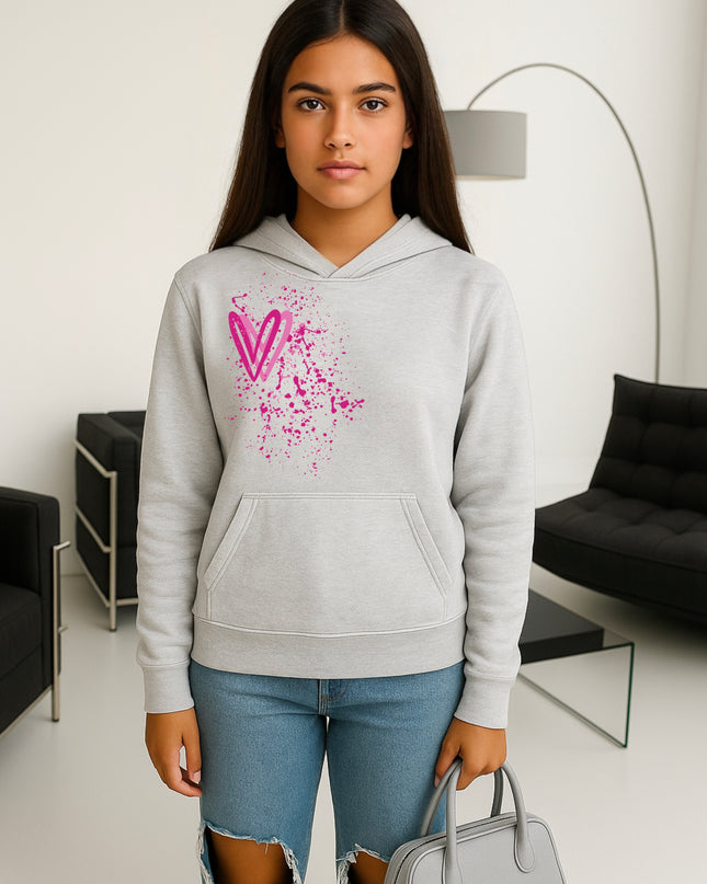 Hot Pink Heart Printed Hoodie