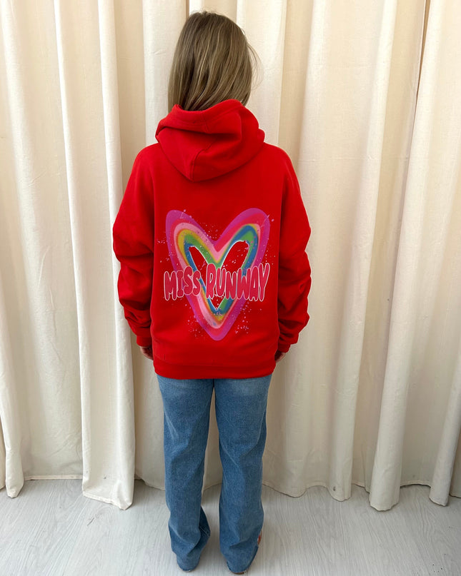 Miss Runway Heart Printed Ruched Hoodie