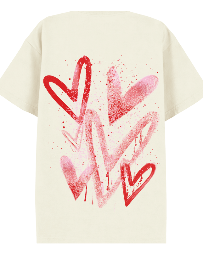 Pink/Red Heart Printed T-shirt Adult