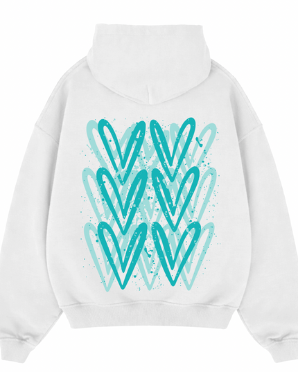 Mint Heart Printed Hoodie Adults