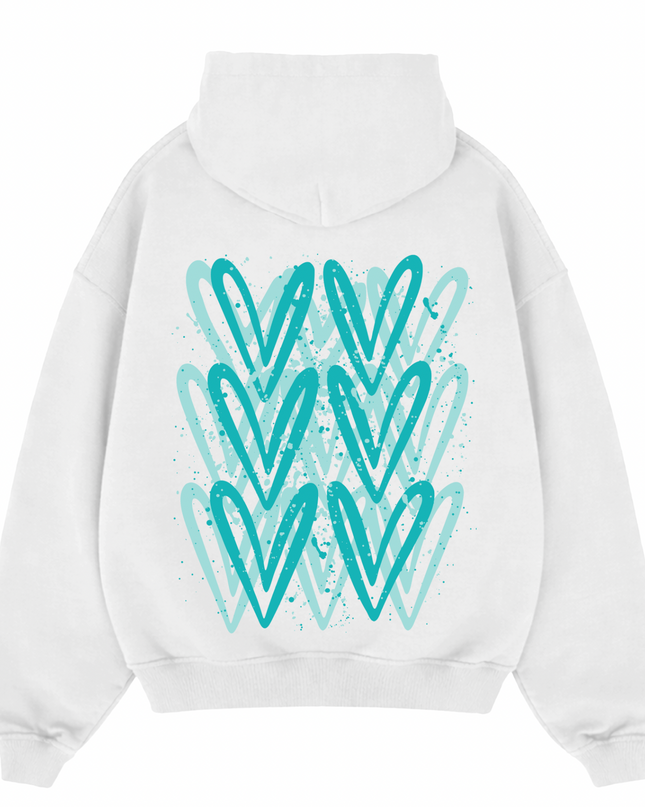 Mint Heart Printed Hoodie Kids