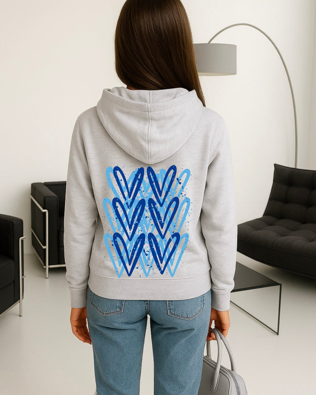 Royal Blue Heart Printed Hoodie