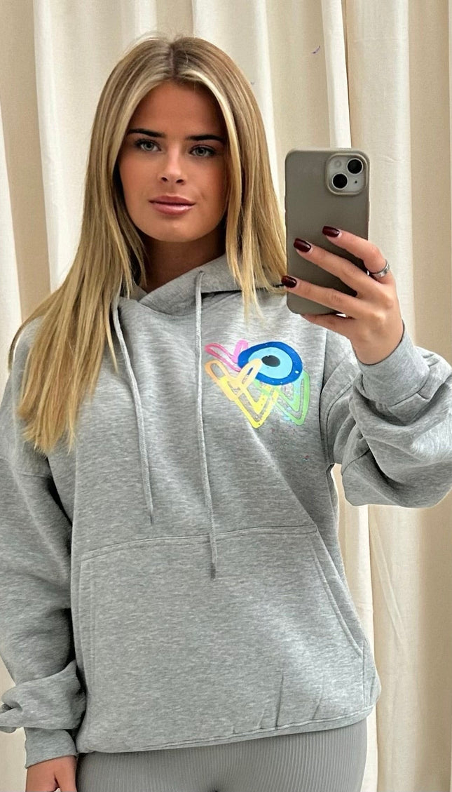 Neon Heart Evil Eye Printed Hoodie – adult printed hoodie by Miss Runway