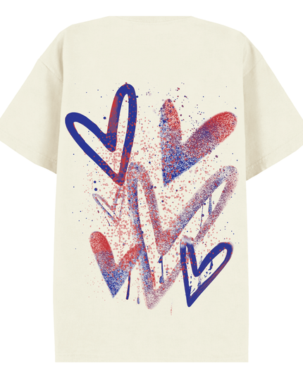 Royal/Red Scatter Heart Printed T-shirt Kids