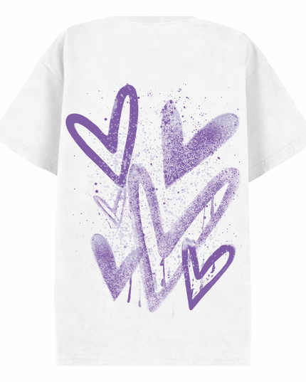 Lilac Scatter Heart Printed T-shirt Kids
