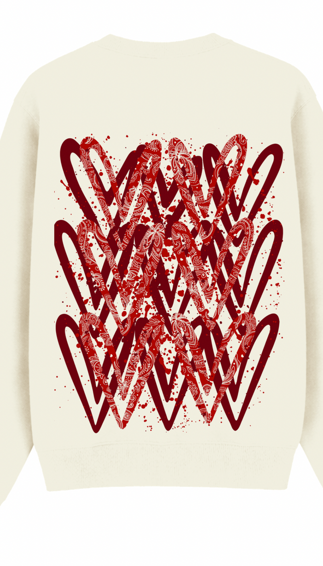 Red Paisley Heart Printed Sweatshirt – additional view