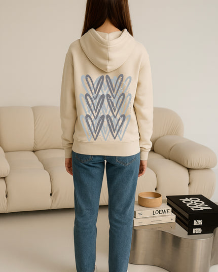 Grey Heart Printed Hoodie