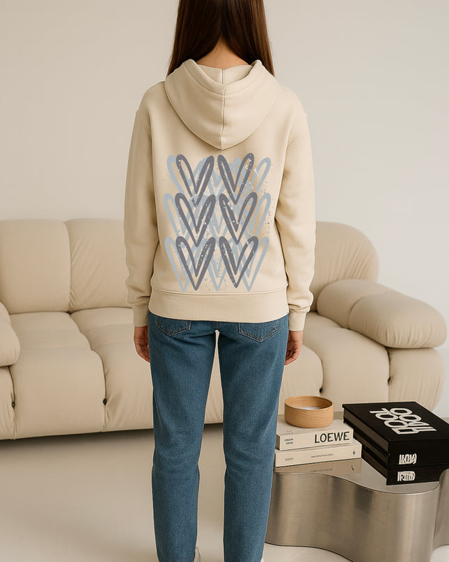 Grey Heart Printed Hoodie