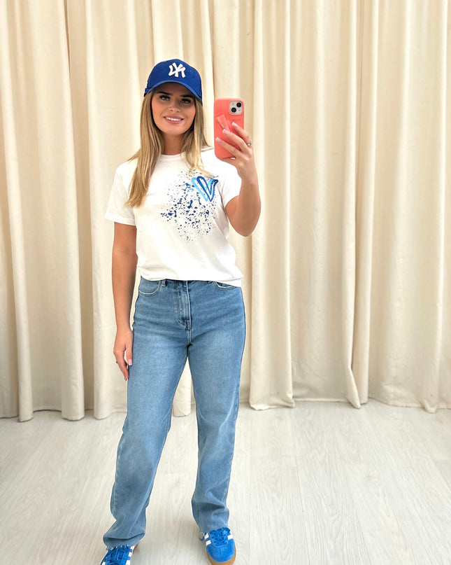 Royal Blue Heart Printed T-shirt Kids
