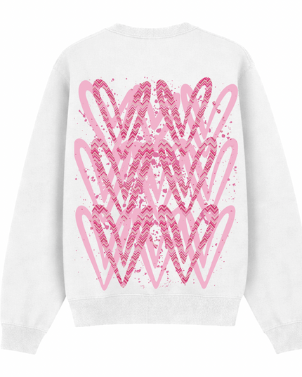 Hot Pink Zig Zag Heart Printed Sweatshirt Kids