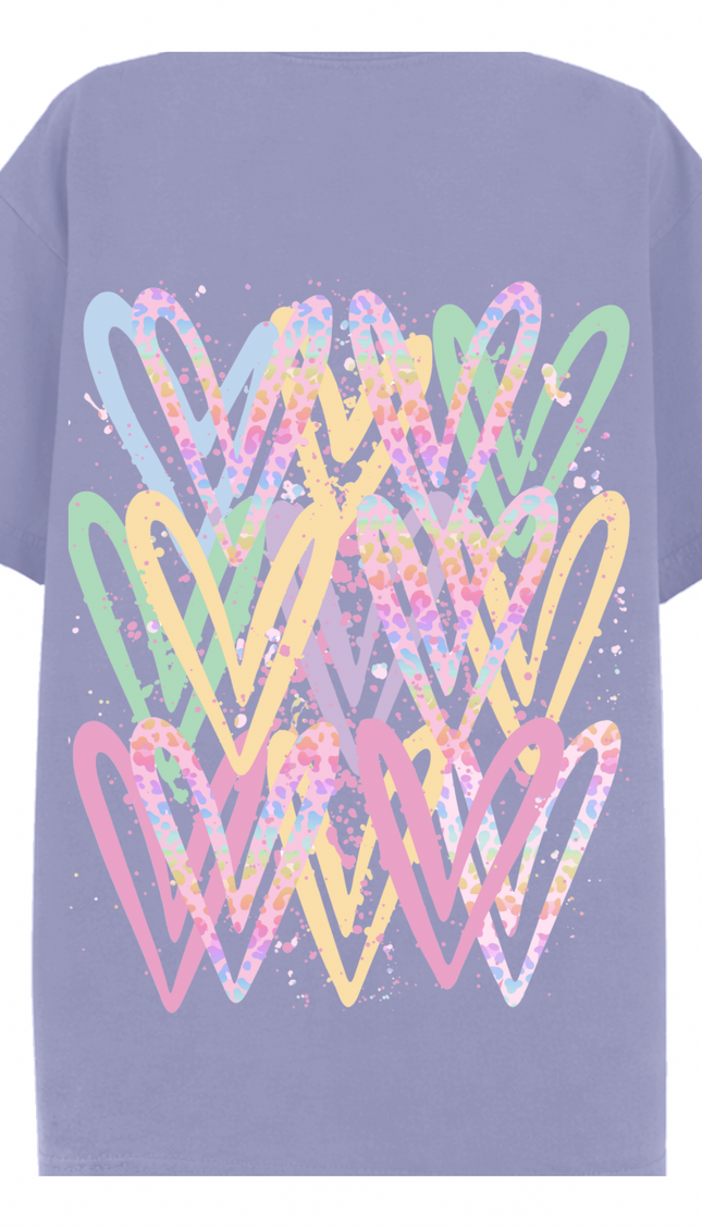 Pastel Leopard Print Heart Printed T-shirt – image 5