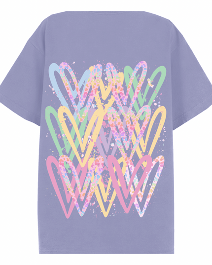 Pastel Leopard Print Heart Printed T-shirt Adult