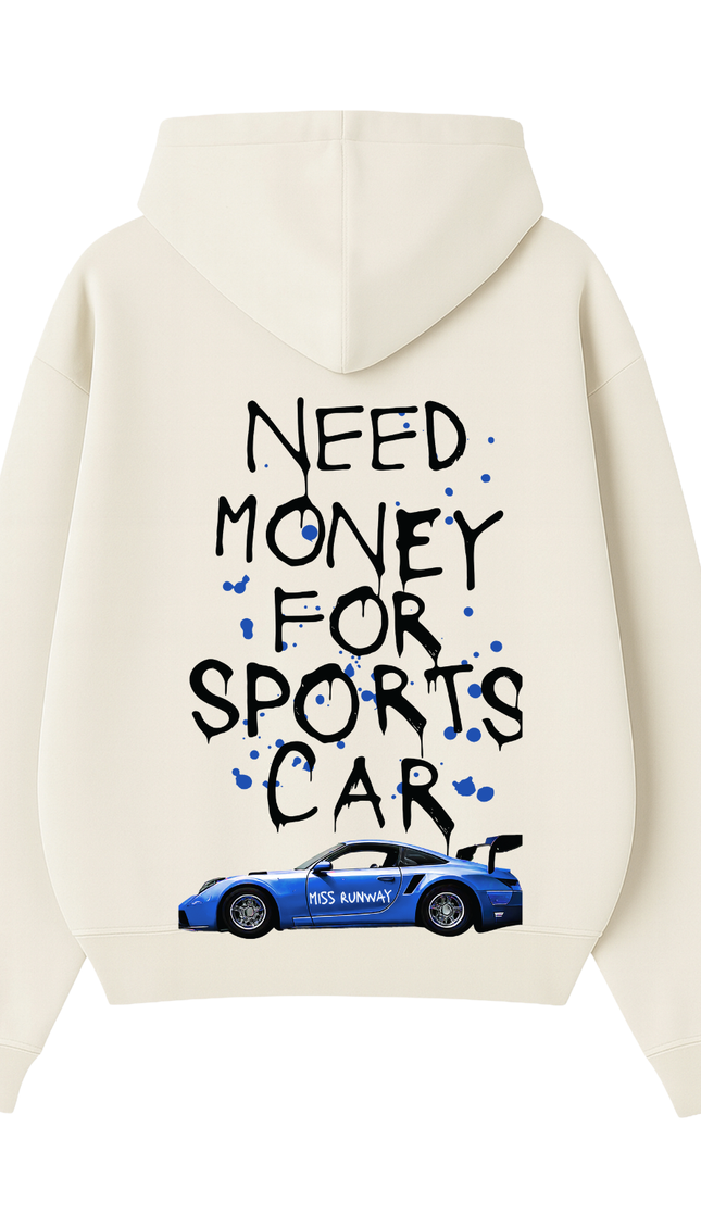 Need Money For Sports Car Royal Blue Hoodie – adult printed hoodie by Miss Runway
