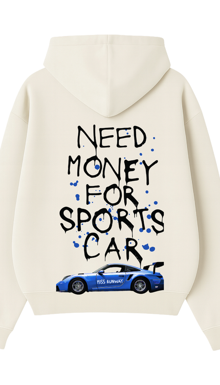 Need Money For Sports Car Royal Blue Hoodie – adult printed hoodie by Miss Runway