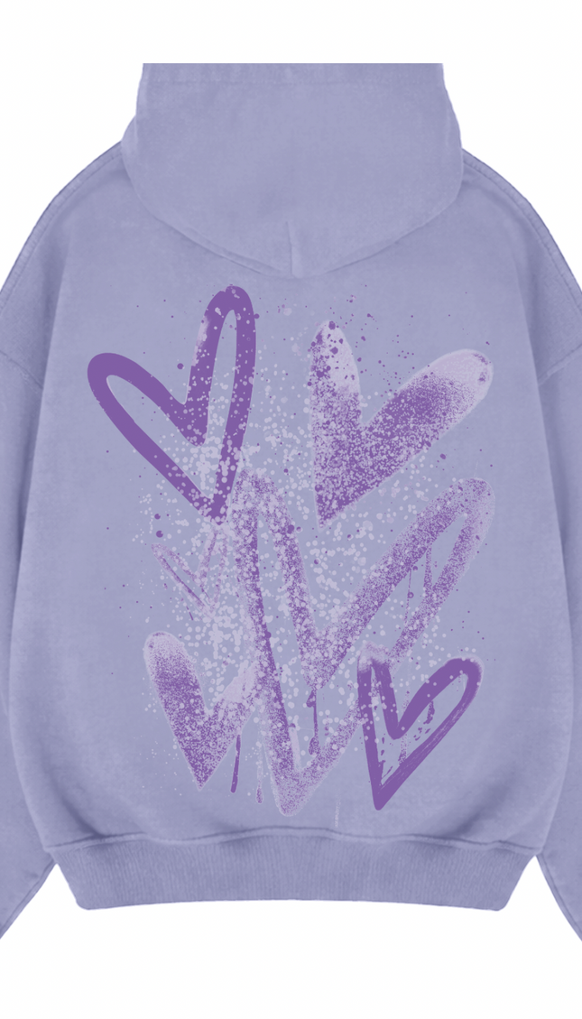 Lilac Scatter Heart Printed Hoodie – image 5
